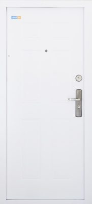   Fehér TerraSec biztonsági ajtó bérházba - Classic Line mintával, Selyemfényű