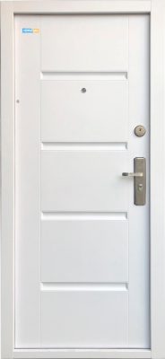 Fehér TerraSec biztonsági ajtó bérházba - Luxury Line mintával, Selyemfényű 